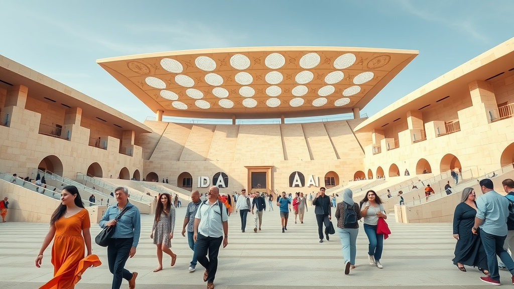 Vibrant Katara Cultural Village amphitheater with visitors - katara cultural village art and culture in Doha