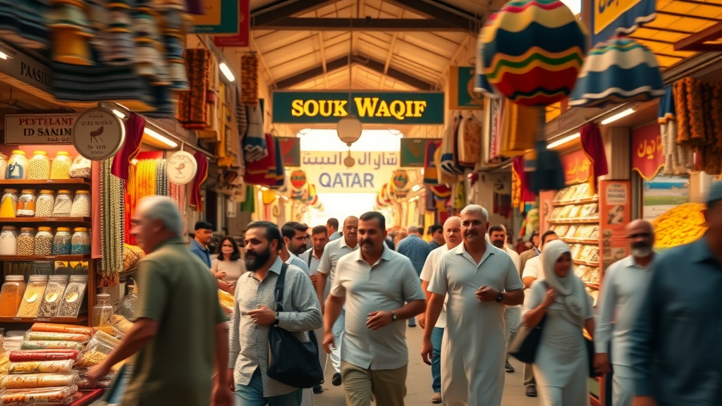 Souq Waqif bustling traditional Qatari marketplace with lively and welcoming faces, colorful spices and textiles – guide doha