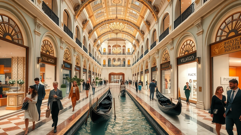 Villaggio Mall shopping, places to visit in Doha, waterfront dining, Venetian-themed architecture