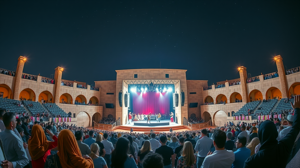 Katara Cultural Village amphitheater, places to visit in Doha, cultural festival, lively evening