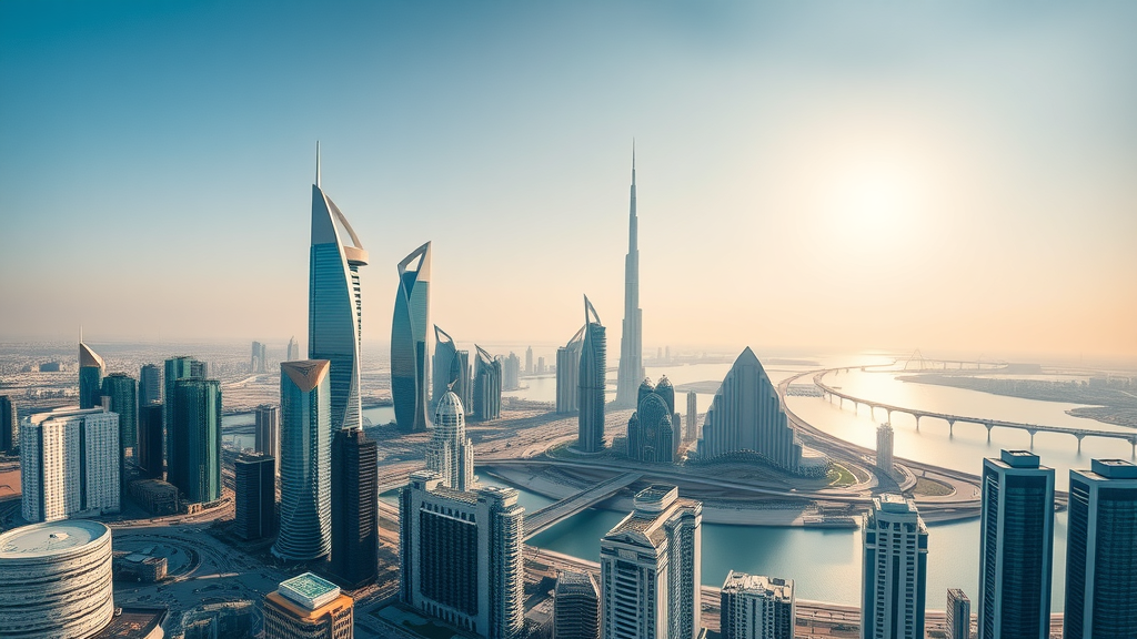 Doha things to do - panoramic downtown Doha and West Bay skyline with modern skyscrapers and city life