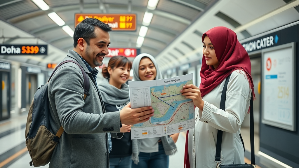 Doha things to do - navigating Doha transportation metro station with helpful signage