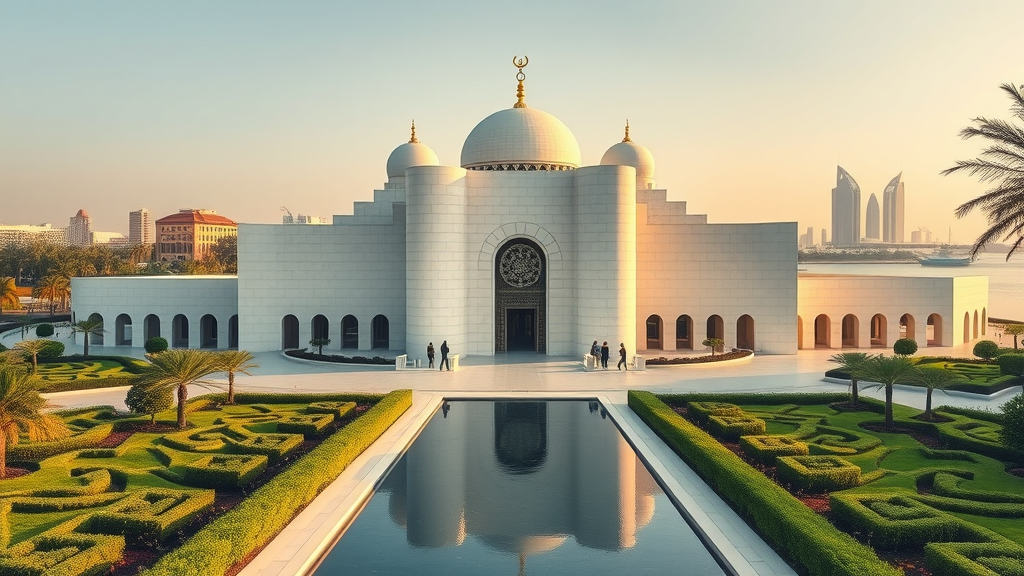 iconic Museum of Islamic Art, standing serenely by MIA Park gardens, Doha Corniche skyline, doha sightseeing