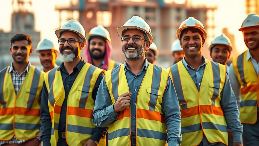 Migrant workers in Doha construction site representing key social issues in Qatar