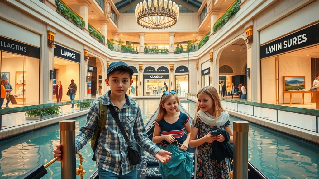 Villaggio Mall indoor shopping with gondola, family-friendly doha sightseeing destination