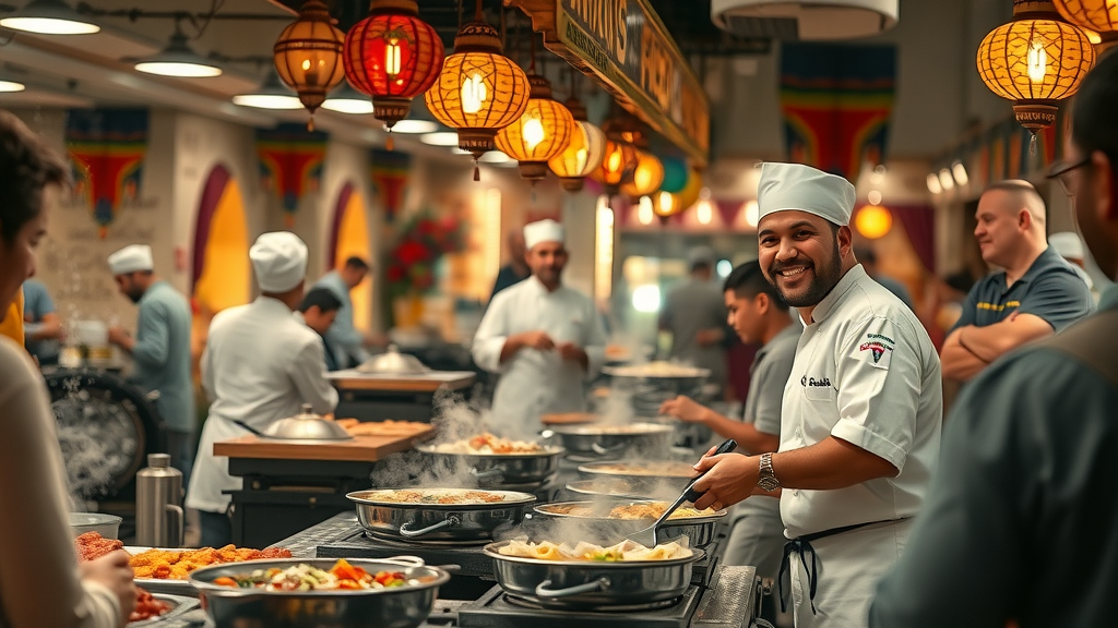 authentic Qatari food stalls at Souq Waqif with chefs and street food delights in Doha sightseeing