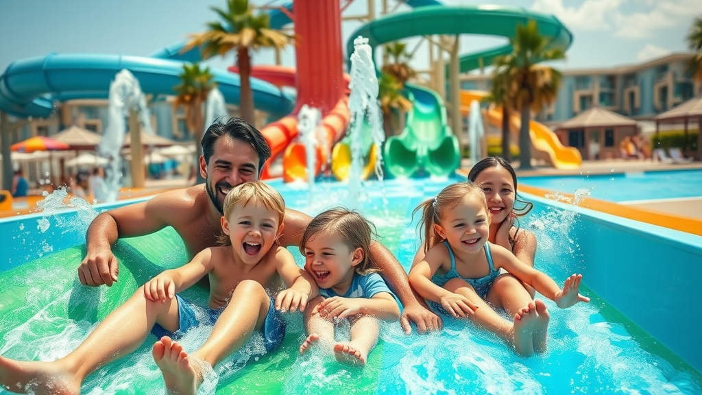 Family at Hilton Salwa Aqua Adventure Waterpark Doha