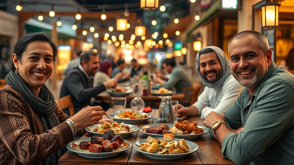 Doha things to do - traditional Qatari cuisine at Souq Waqif, outdoor cafes, local dishes